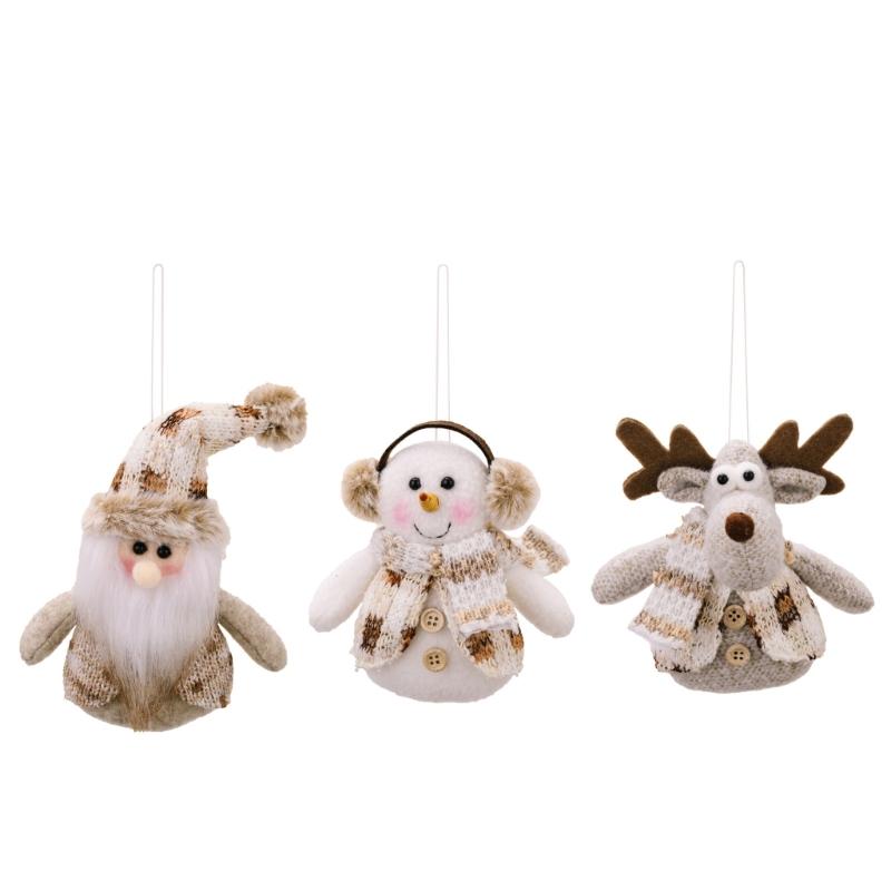 

European Inspires Christmas Doll Ornament Knitted Santa Snowman Deer Figurines for Tree and Home Window Hangings 1