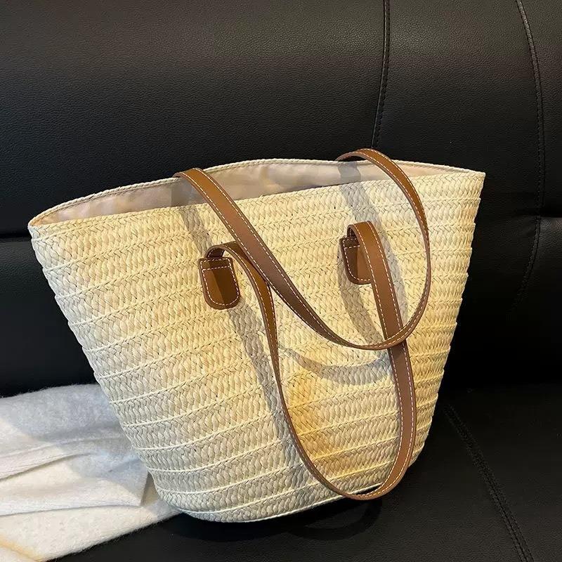 Straw bag women's summer woven bag handbag seaside vacation messenger bag large capacity women's bag tote bag