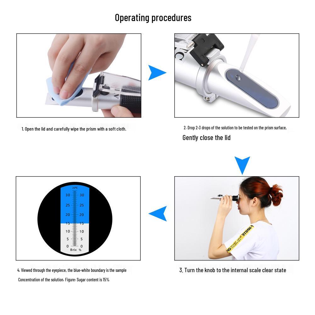 Handheld Refractometer Brix Meter - 0-32% Easy Fruits Sweetness & Sugar Tester