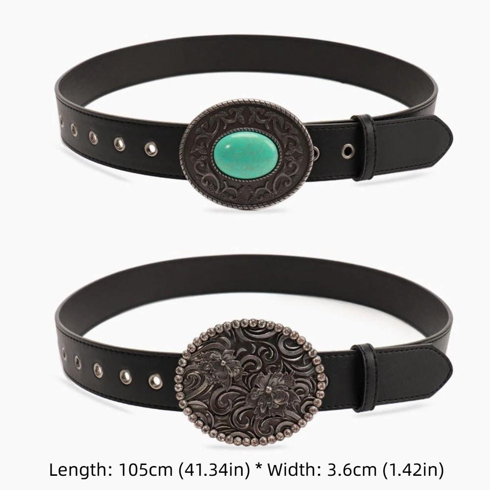 PU Leather Cowgirl Belts Vintage Country Belts Fashion Western Belt  for Jeans Pants Dresses