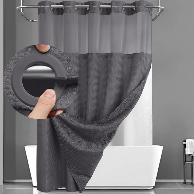 

Multi-Color Waterproof Double Layer Grommet Shower Curtain Bathroom Mold‑Resistant Toilet Partition Curtain with 10pcs Hookless 71x75inch