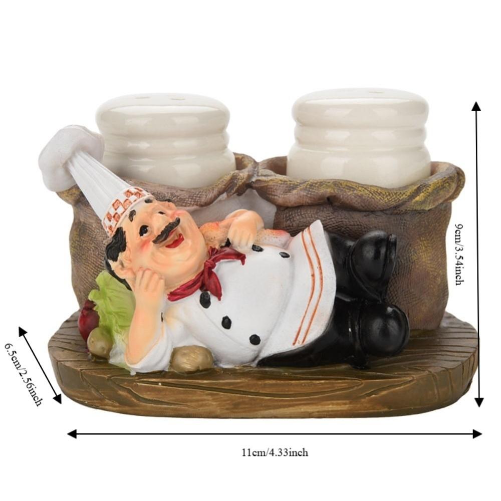 Resin Chef Seasoning Bottle Ornament Exquisite Cute Seasoning Bottle Ornament Creative Durable Chef Figurine Shaker
