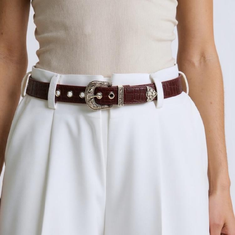 Natural Women's Timeless Belt Contemporary Themed PU Leather Strap Metal Hardware For Stylish Looks