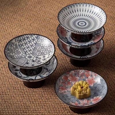 Chinese Ceramic Fruit Plate Blue and White Porcelain High Foot Tea Point Plate Exquisite Ceramic Jewelry Tea Cup Storage Tray