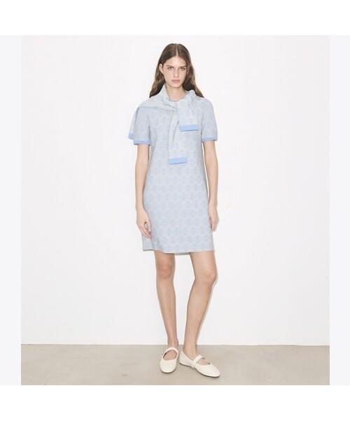 Tolibeochi Viscose Crewneck Dress - Vanilla / Blue