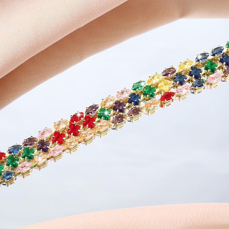 Luxury Shiny Micro Colorful Crystals Women Bracelet Fashion Hand Jewelry