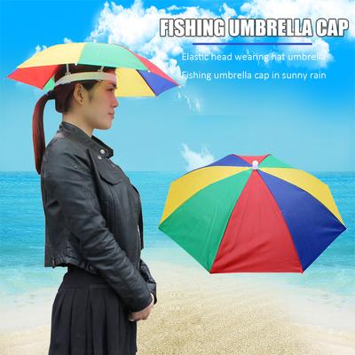 Parasol Cap Hat Umbrella Fishing Cap Overhead Double Folding Umbrella Outdoor Activities Hiking Sunscreen Rain Shade