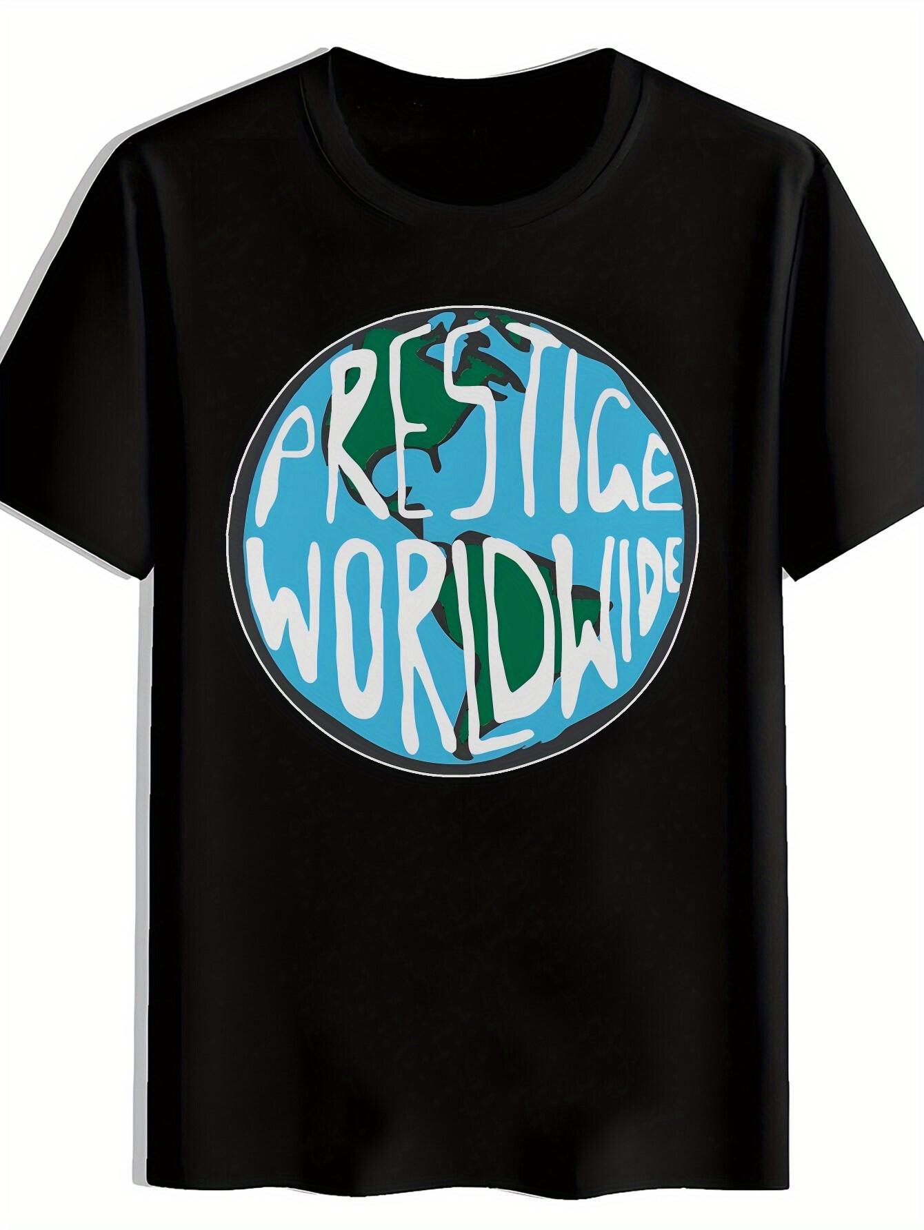 T-shirt Prestige Worldwide Graphic - Black with Blue & White Design S
