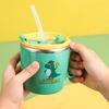 280ml Dinosaurier Baby Fütterbecher Edelstahl Thermos Strohbecher Kinder Milchbecher Anti-Heiß Auslaufsichere Kleinkind Wasserflasche