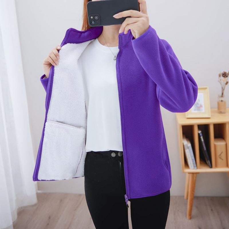 Autumn and Winter Coat Womens Fleece Thickened Warm Fleece Top Comfortable Fit Mother Outfit