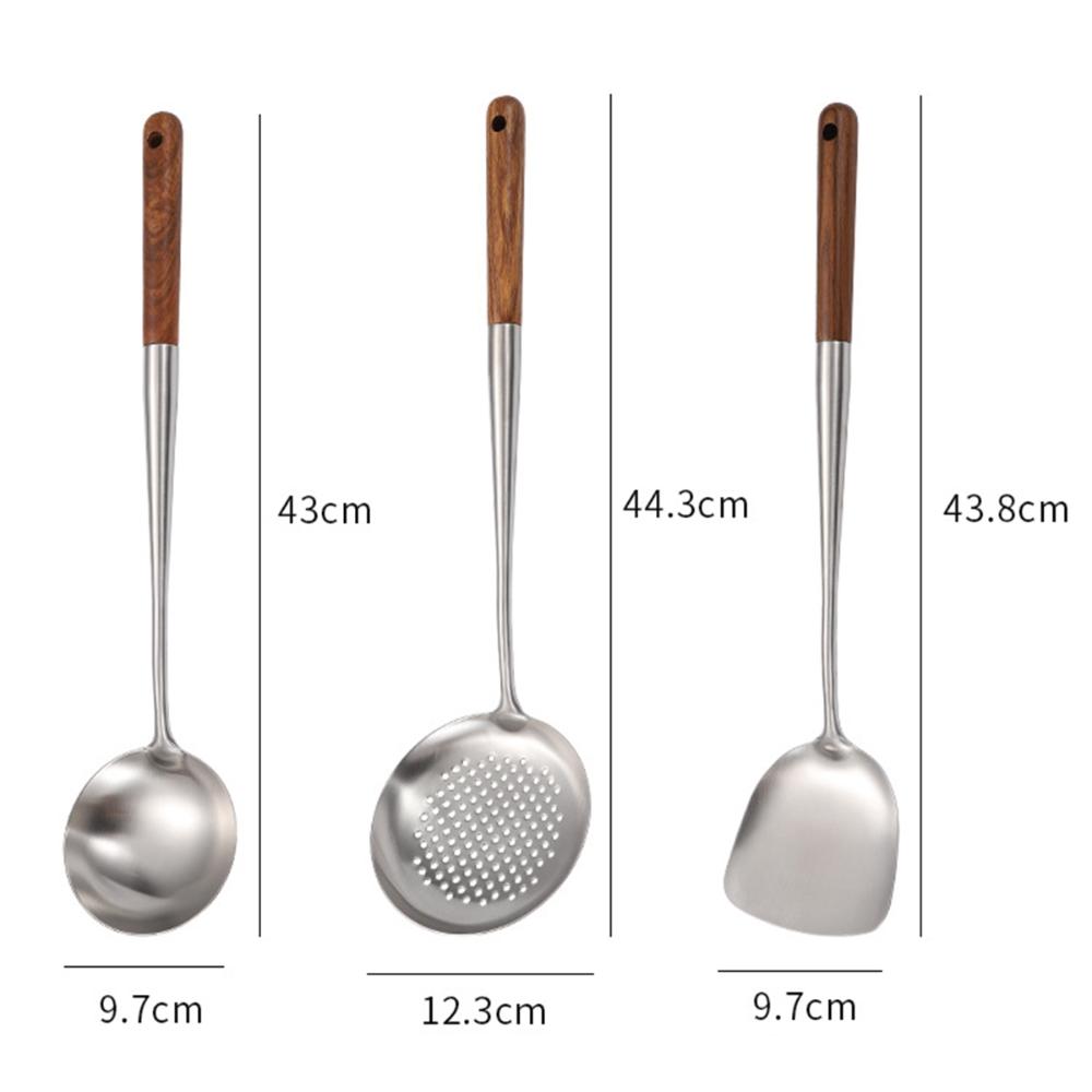 Wooden Handle Cooking Tools Kitchen Utensils Turner Wok Cookware Ladle Skimmer Spoon