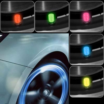 4X Universal Luminous Car Valve Cap Automotive Tyre with Logo Valve Cover Anti-dust Cover Suitable for Cars Motorbikes Bicycles