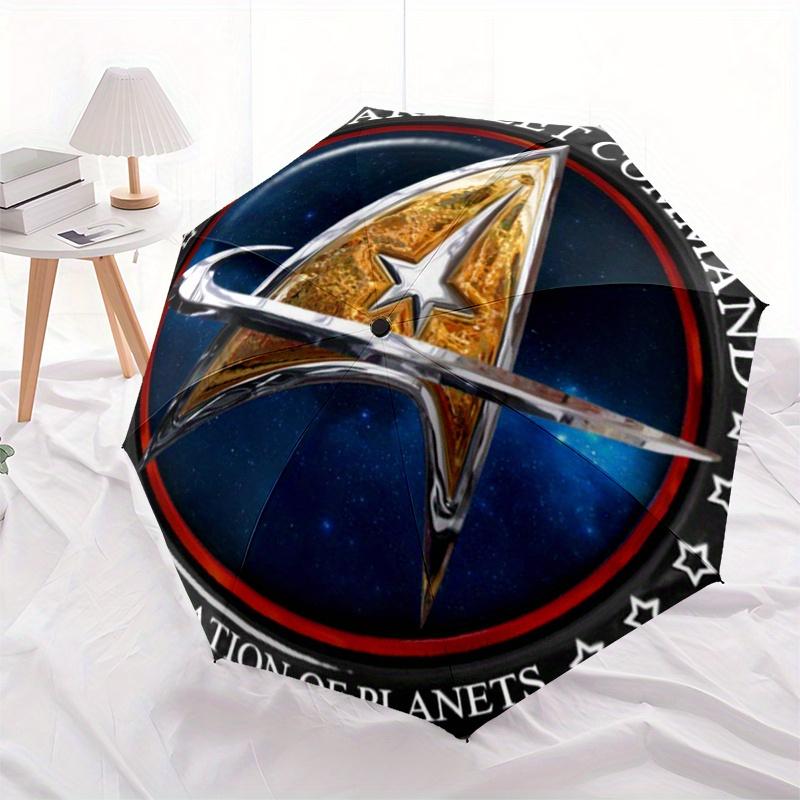 Star Trek Starfleet Command Emblem Sticker Decal 4x 4Umbrella, Portable 3-Fold Compact Umbrella for Men & Women Gift