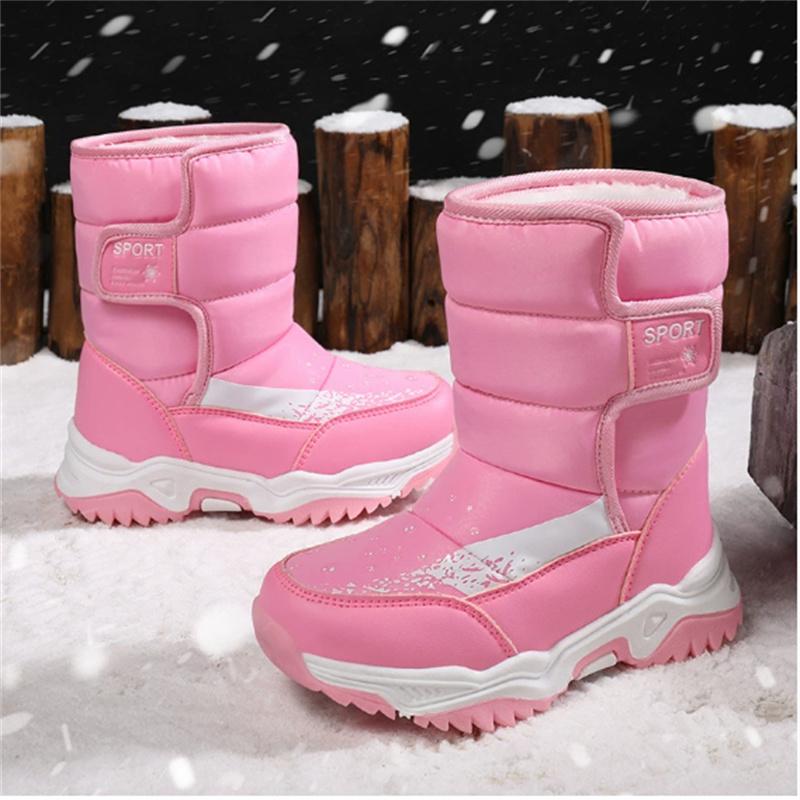 Winter Children Snow Boots Waterproof Warm Fur Rubber Sole Non-slip Girls Boys Boots EU 26-37
