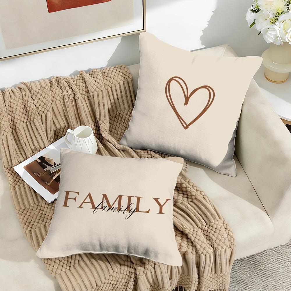 Simplicity Pattern Love Cushion Cover Silky Short Plush Invisible Zipper Dustproof Sofa Pillow Case For Home Decor
