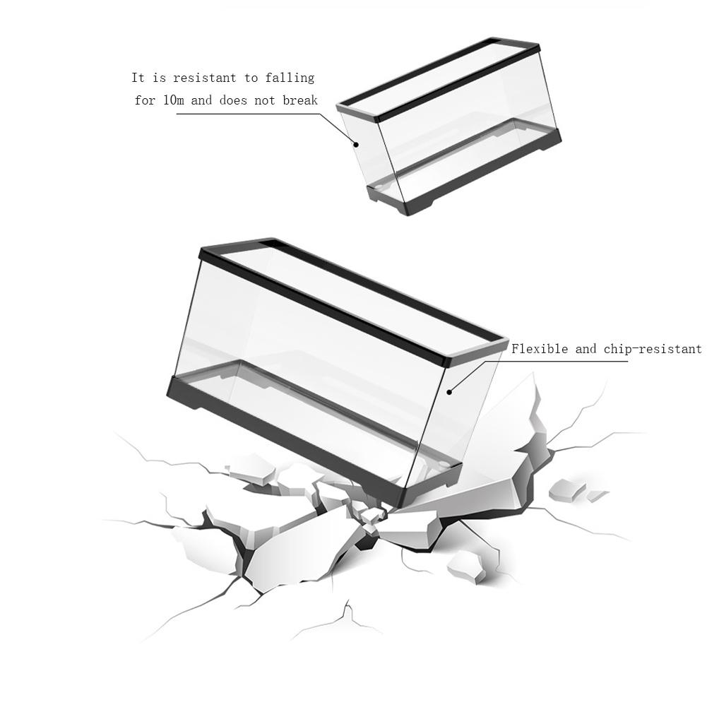 Large Transparent Turtle Tank Aquarium Fish Tank with Bottom Drain Reptiles Amphibians with Basking Platform Open Breeding Box