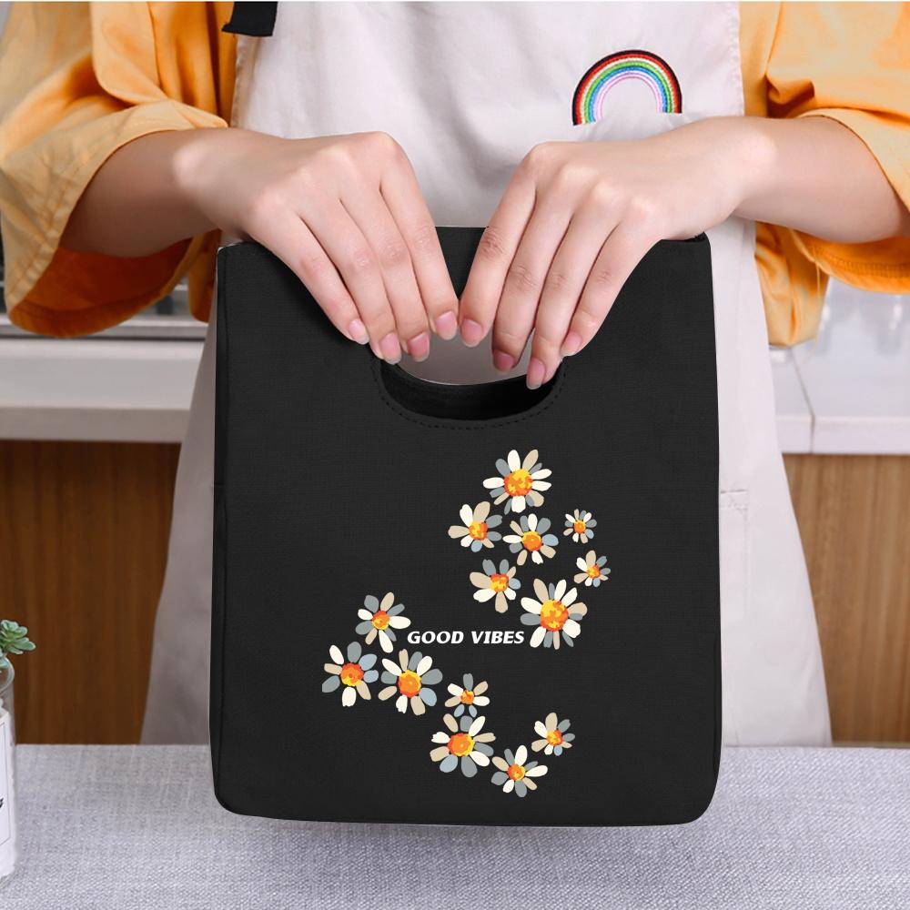Lunch Bag Breakfast Box Bags Women Portable Hand Pack Picnic Travel Products Daisy Printed School Food Storage Bags Bento Pouch