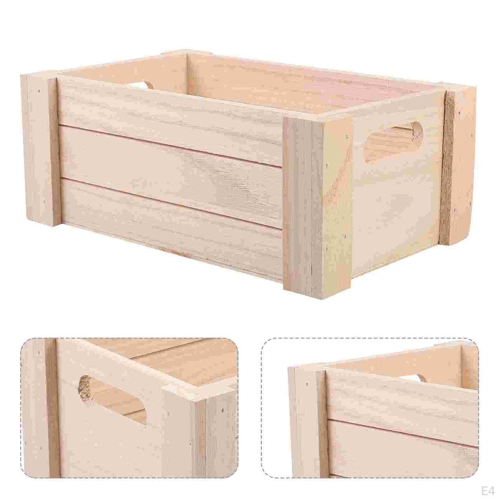 Vintage Holzkiste Desktop Organizer Korb Natürliche Robust Container Bin Holz Massivholz