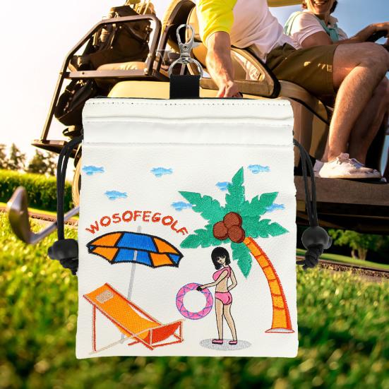 Golftasche mit Kordelzug, Golf-Tee-Tasche, Aufbewahrungstasche für Golfbälle, grüne Gabel, tragbares Golfzubehör für Golfbegeisterte