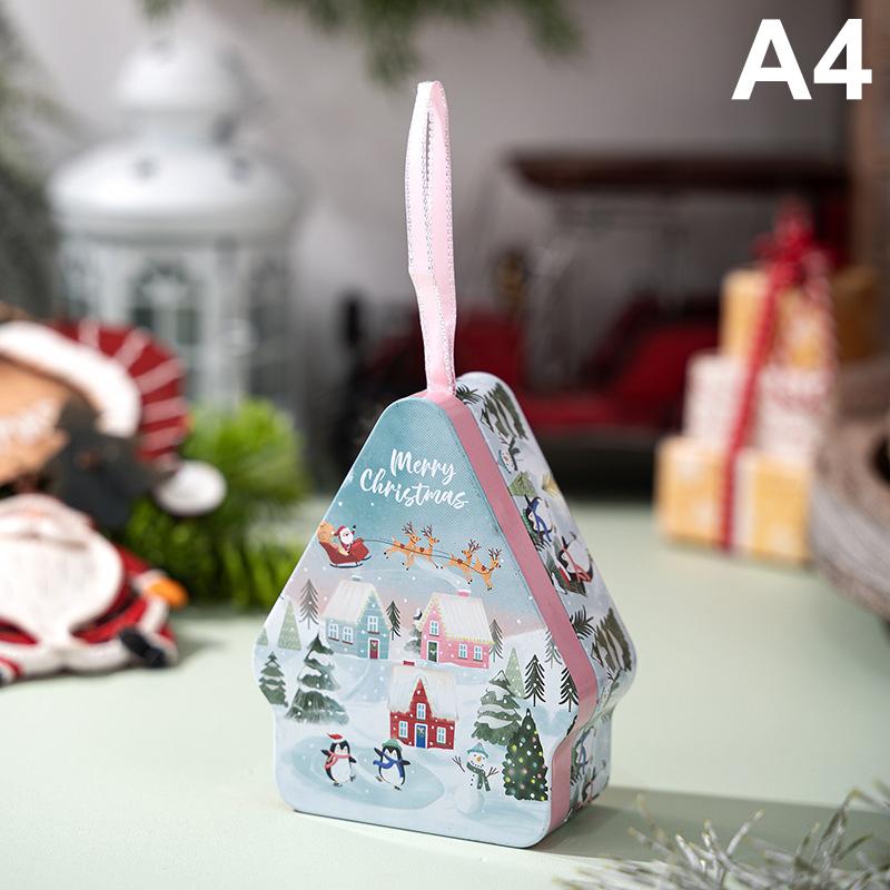 Christmas Decor Tinplate Box Storage Box With Lanyard Candy Biscuit Box Jewelry Storage Party Favors Christmas Tree Decoration