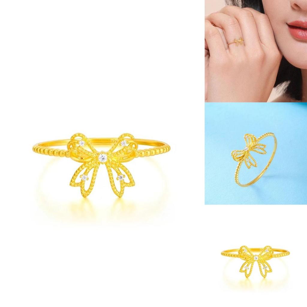 Trendy Rhinestone Embellished Butterfly Knot Ring With Sweet Floral Elements For Girls