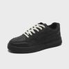 Men's Black Thick-Soled Casual Low-Top Sneakers - Height-Boosting, Wear-Resistant, Soft-Soled, Trendy Autumn Footwear for Students.