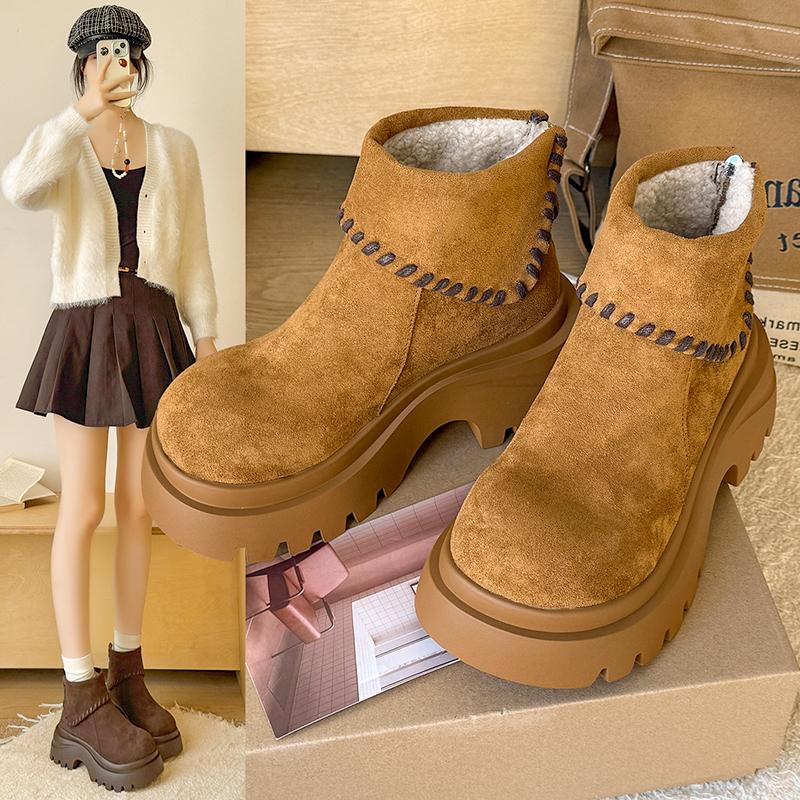 Fashion Women's Platform Suede Ankle Boots 2025 Spring and Autumn Fashion New Dress Designer Walking Casual Fashion Boots Botas