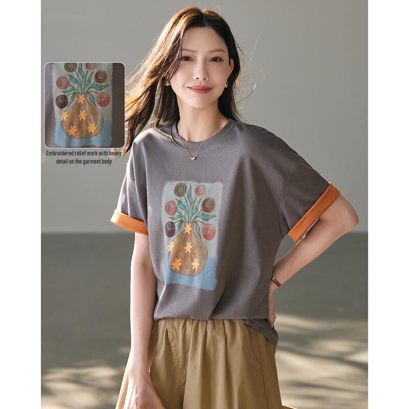 

TERRE BLEUE Women s Loose Fit Short Sleeve T-Shirt M