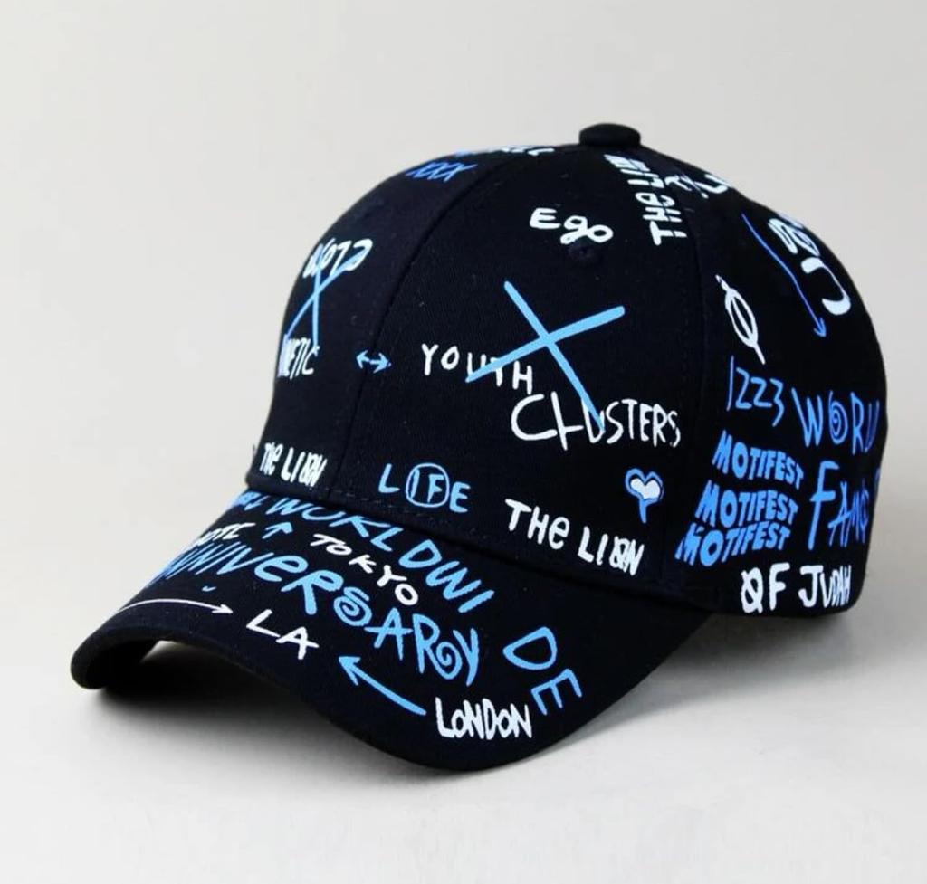Sproutsy Kids' Cap, Boys and Girls, Stylish Hat with English Graffiti (Black)