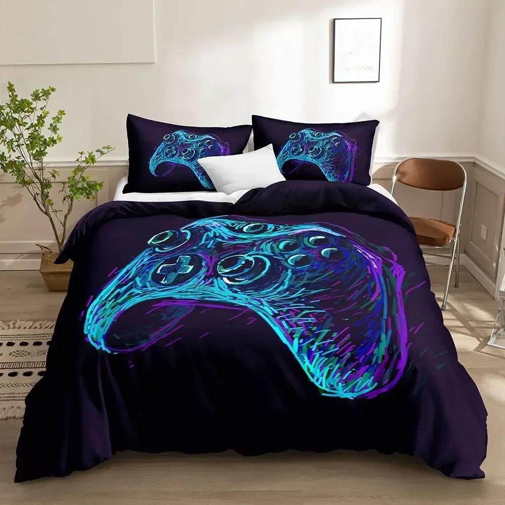 Gamer Bedding Sets for Boys Gaming Duvet Cover Set Video Games Comforter Cover Custom Designs Bed Set with Pillowcase