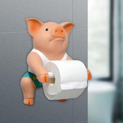 Pig Funny Toilet Paper Holder Towel Wall Mounted Tissue Roll Organizer