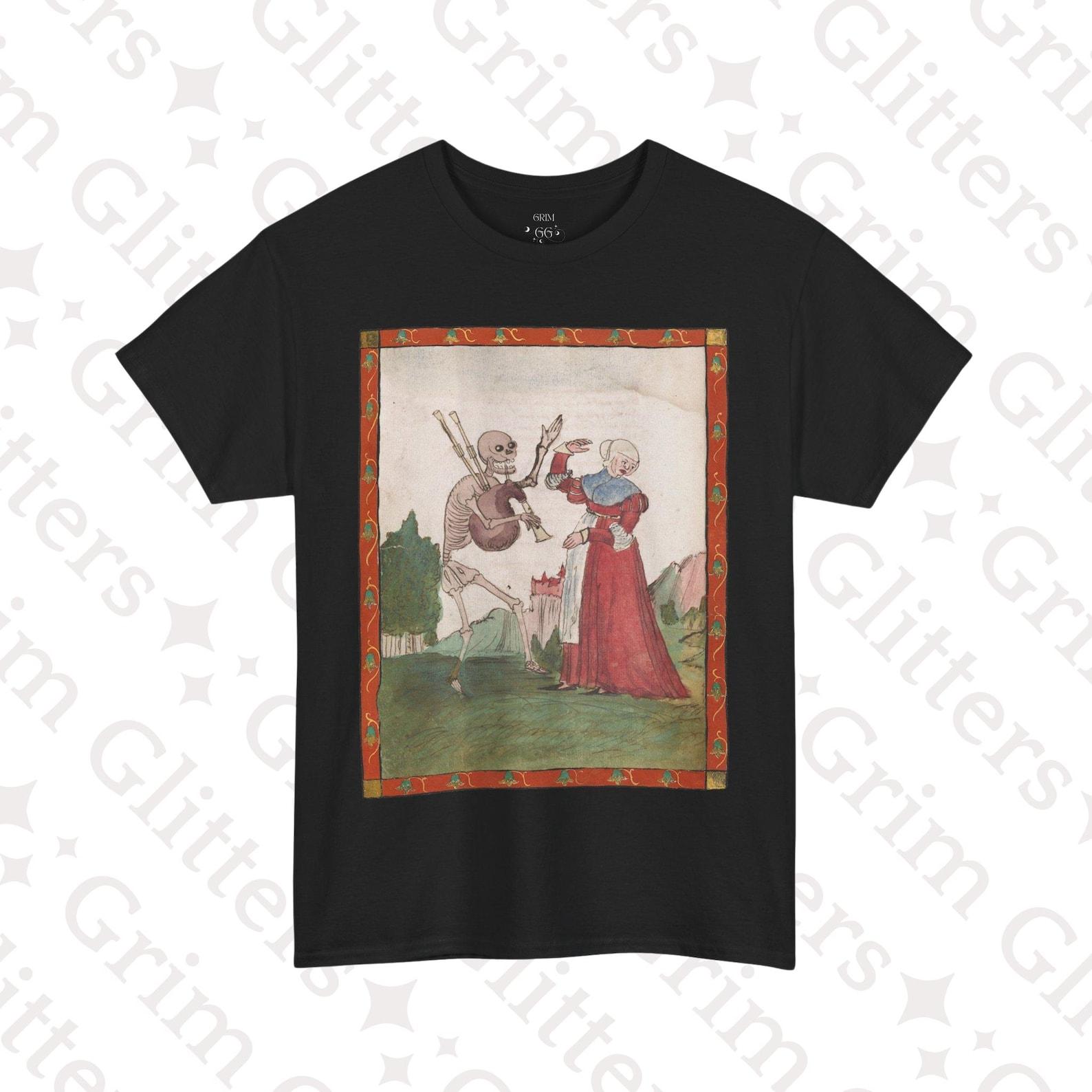Dance of Death T-Shirt: Zimmerische Totentanz Medieval Skeleton Art Unisex Tee 4XL