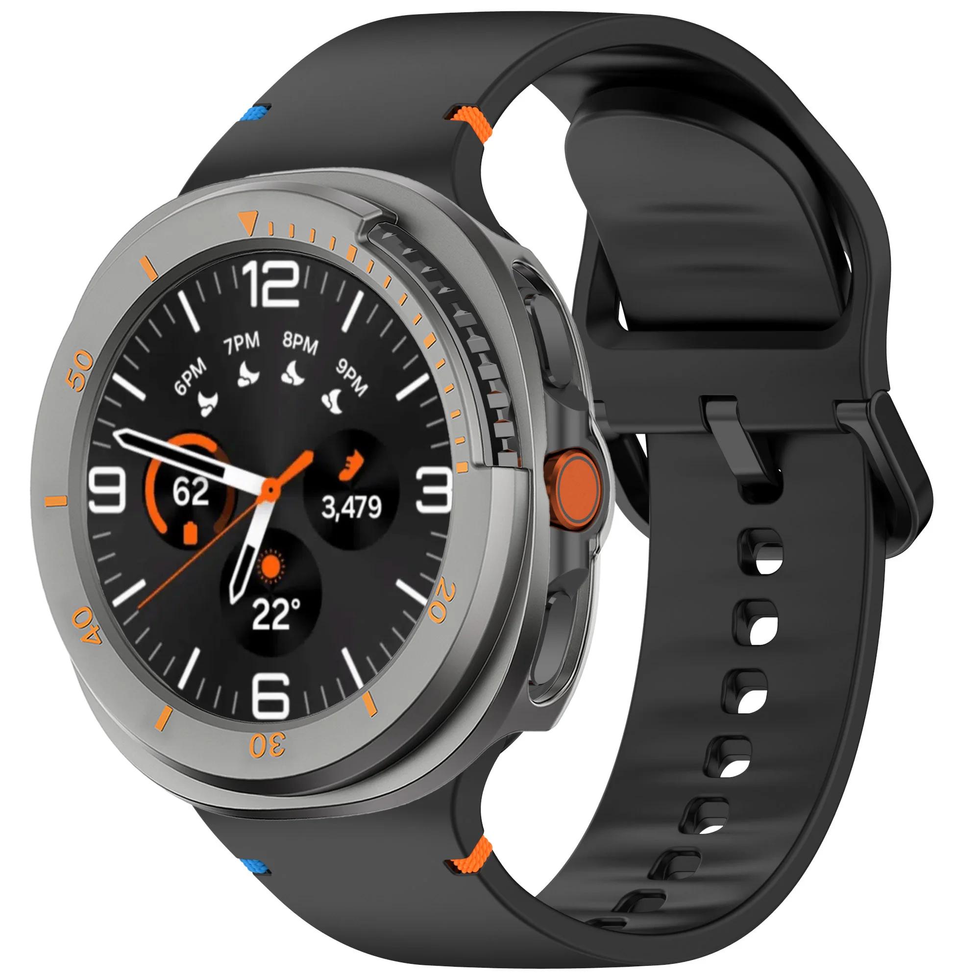 

Silicone Band+Protective Case for Samsung Galaxy Watch 8 Classic 46mm Sport Strap Hard PC Bumper No Screen Film Watch Bracelet 22mm&Watch 8 Classic 46mm