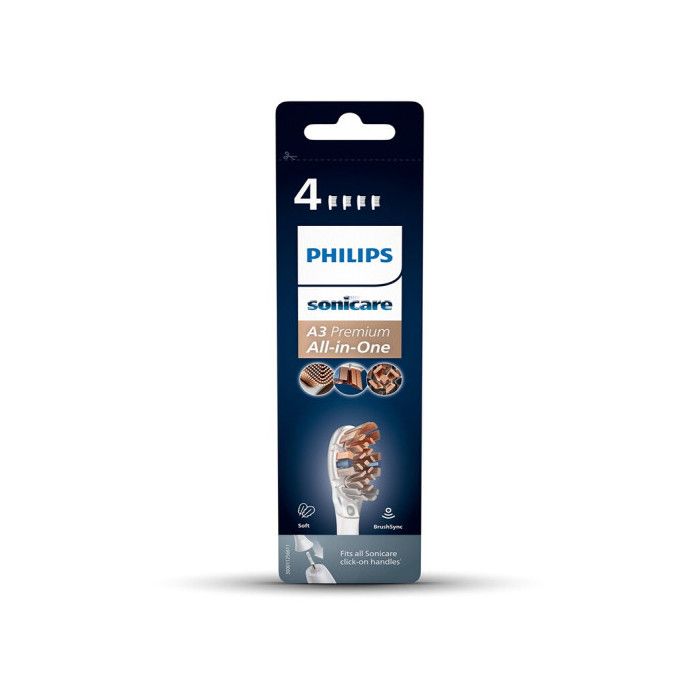 Brosse à dents - philips - 4 têtes clipsables - brossage sonique - brins longs - compatible brushsync