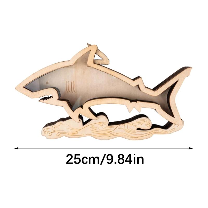 Starfishs Shape Seashells Display Box with Clear Acrylic Front Wood Seashells Holders for Shark Teeth Small Shadows Box