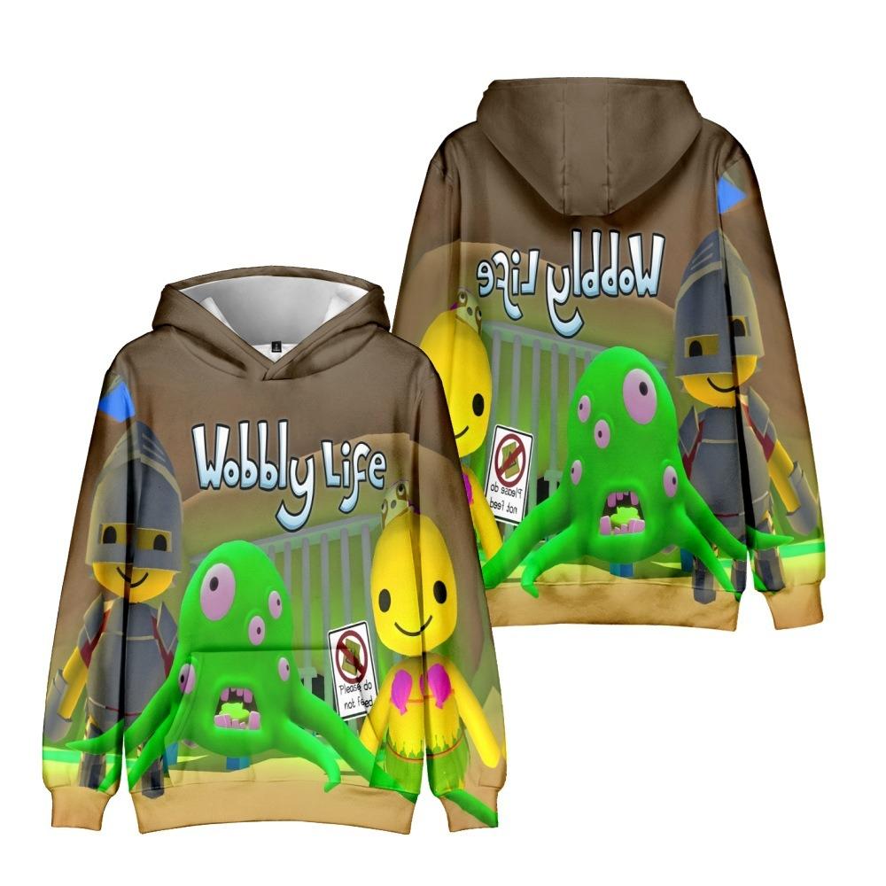 21 Kolorów Jesienna Moda Wobbly Life Kreskówkowy Nadruk Bluzy Casual Długi Rękaw Unisex Pulowery Streetwear Śmieszne Ubrania