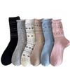 Ladies Spring and Summer Cotton Bow Love Boneless Tube Pile Socks