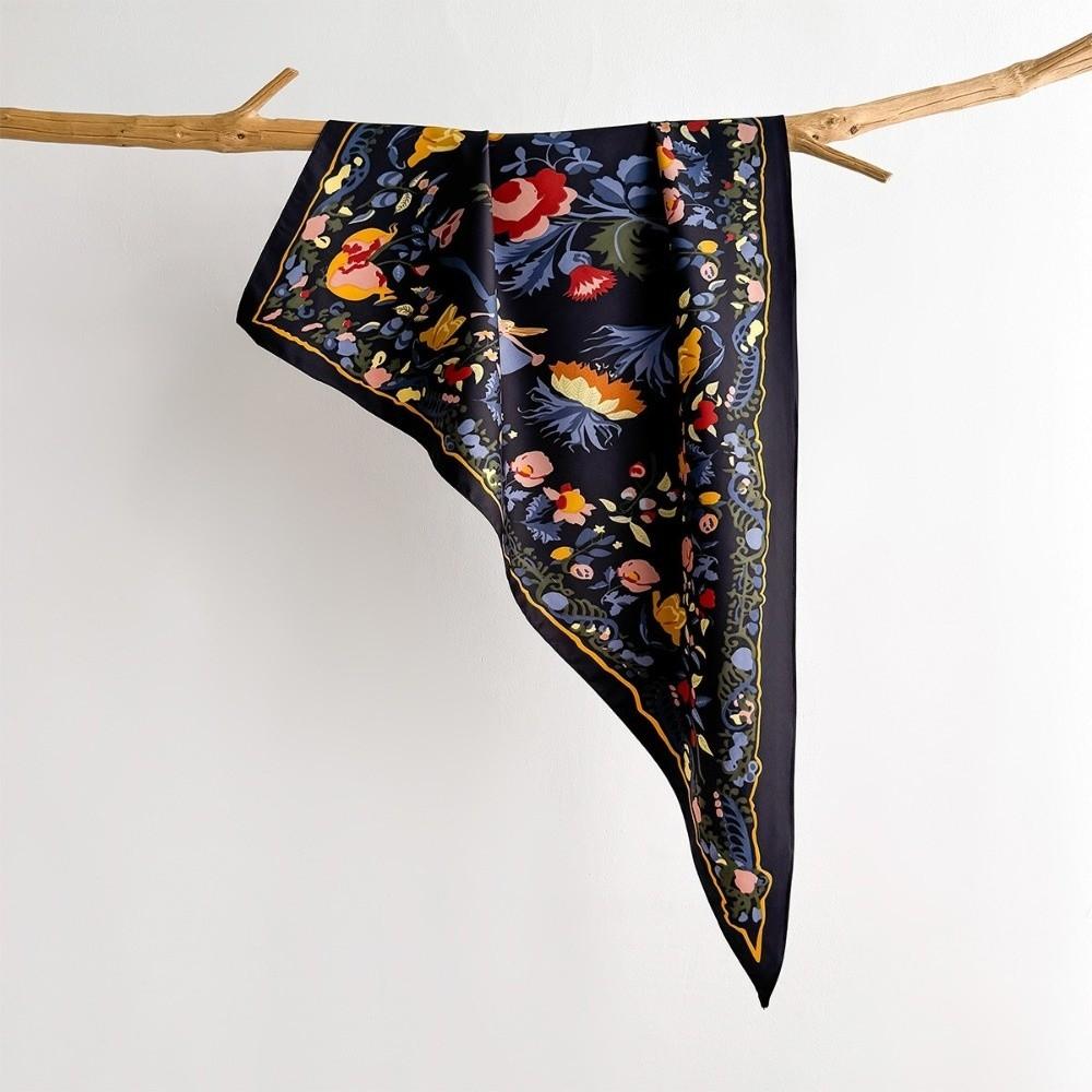 Imitation Silk Floral Triangle Scarf Floral Print Decorative Headscarf Waist Belt  Travel