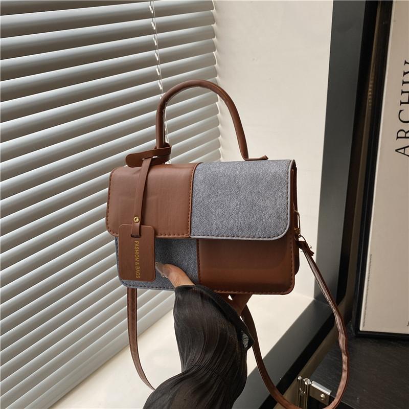 New Splicing Contrasting Colors, Advanced Texture Temperament, Portable Shoulder Messenger Bag, Commuter Versatile Woman
