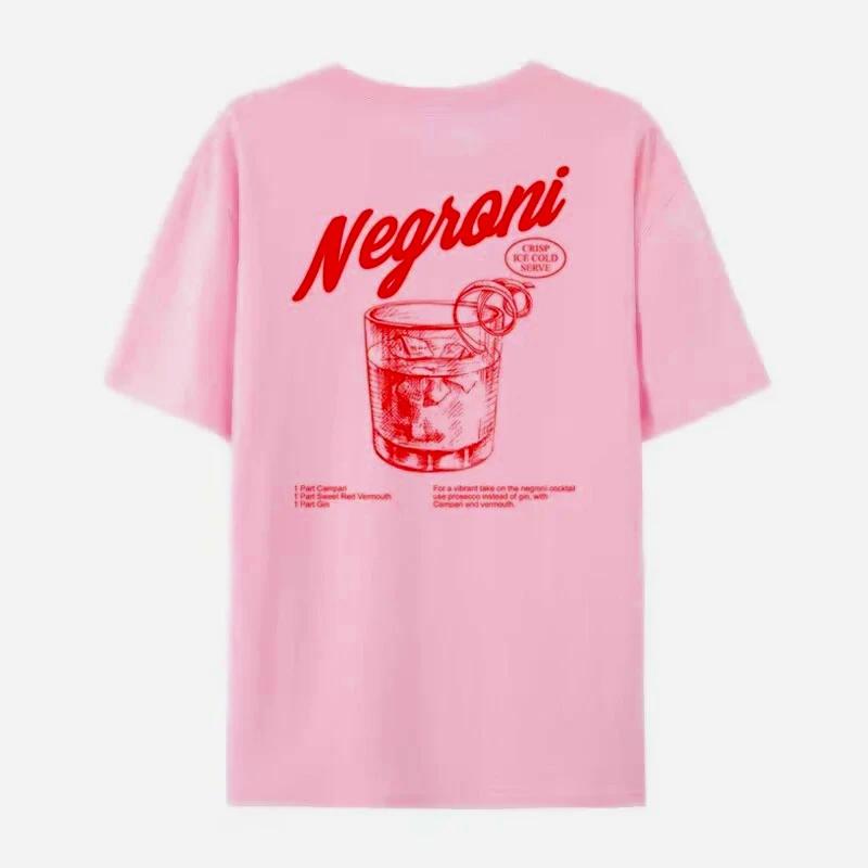 Negroni Women Back Print Retro Style T-Shirts Cocktail Drinking T Shirt Harajuku Streetwear Graphic Tees Unisex Vintage Clothing
