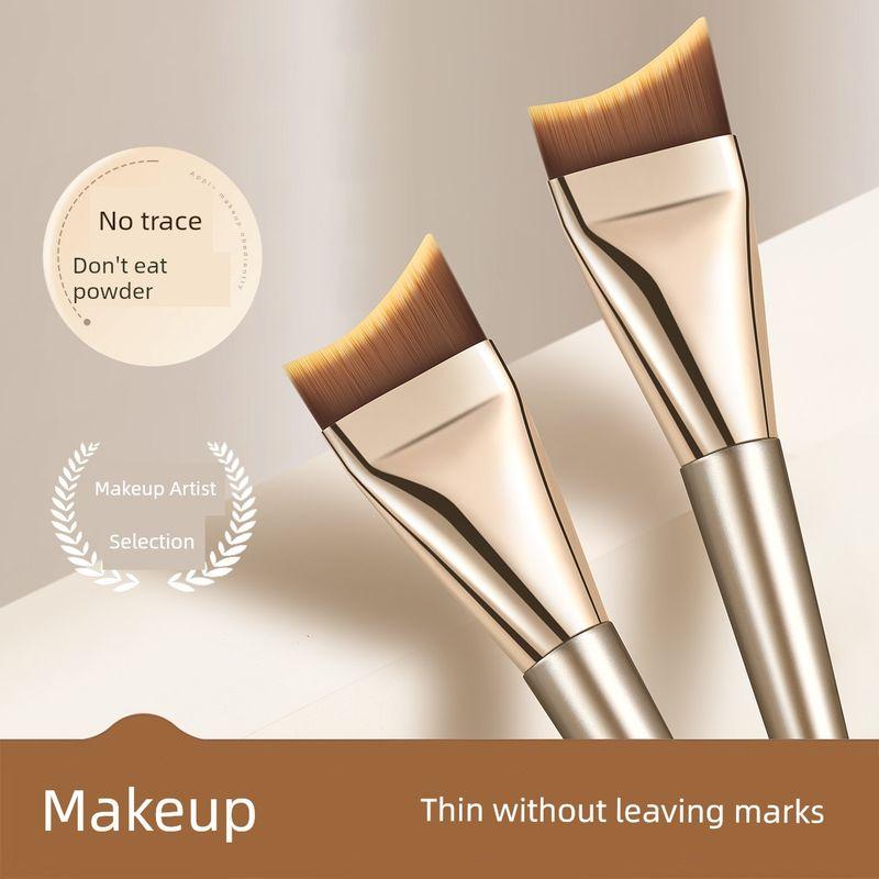 New Foundation Brush, Lightweight Makeup Artist Flat-Head Angled Crescent Brush for Beginners, Low-Mark Concealer Flat-Head Liquid Foundation Brush