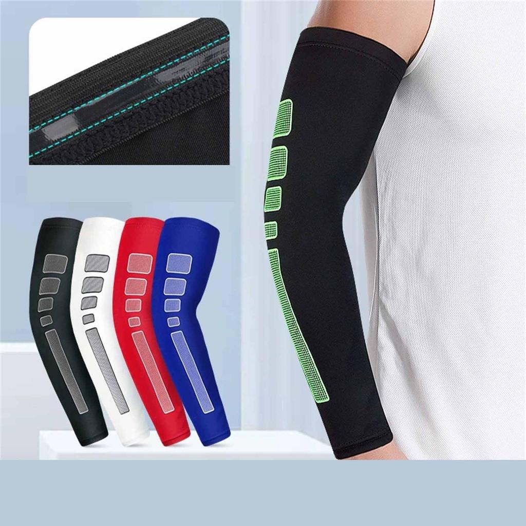Sport Armschützer Set – Lange Atmungsaktive Armstulpen mit Ellenbogenpolstern & Handgelenkstütze für Basketball, Tennis, Badminton & Radfahren