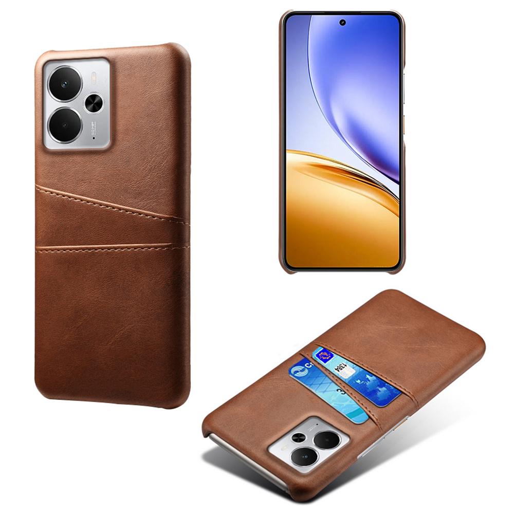 For Realme 14 5G Case Dual Card Slots PU Leather+Hard PC Phone Cover