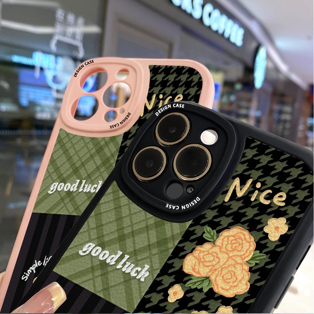 Stylish Flowers Lattice Pattern PU Leather Phone Case for iPhone 15 14 13 12 Pro Max Samsung Galaxy S23 Ultra S20 FE A52 Redmi Xiaomi POCO Soft Cover
