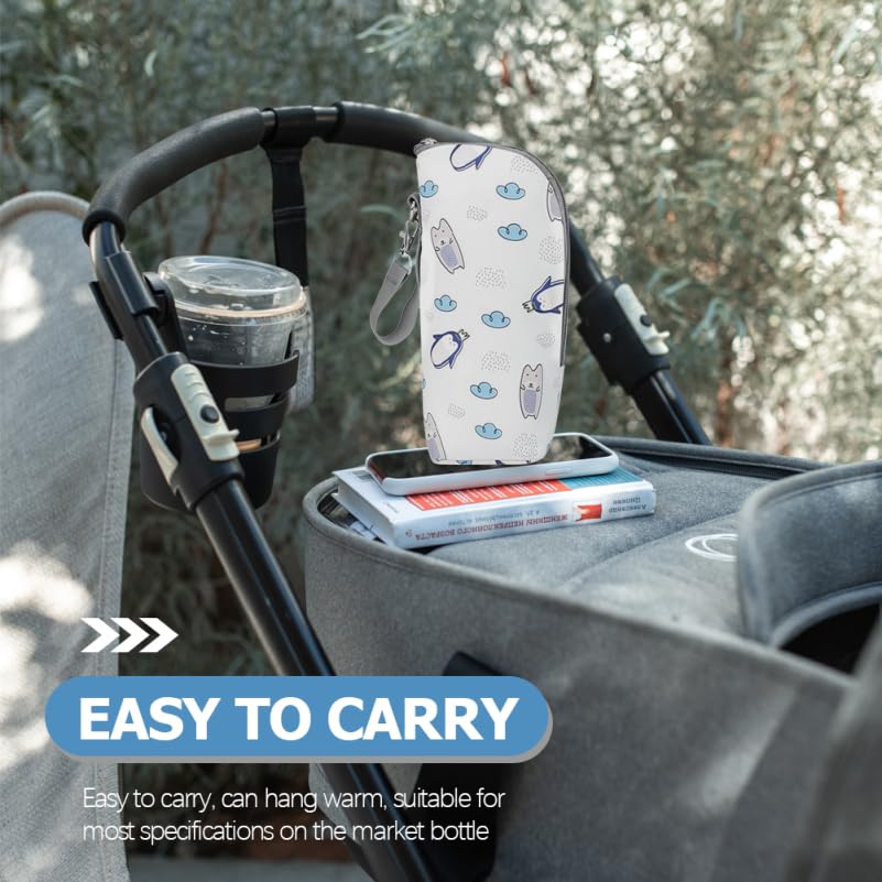 ibasenice Baby Bottle Pouch, 1 Bottle, with Rope, Cute Penguin Design, Lightweight, Easy to Carry, Keeps Milk Bottles Cool and Warm, Milk Bottle Bag,