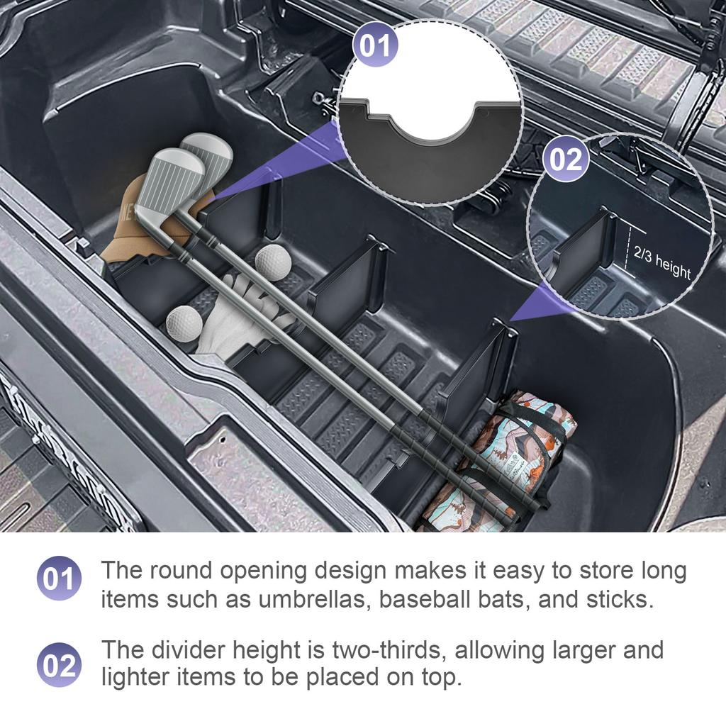 Trunk In-Bed Dividers for 2017-2025 Honda Ridgeline Storage Accessories Trunk Cargo Rear Storage Box Dividers Tray Car Organizer