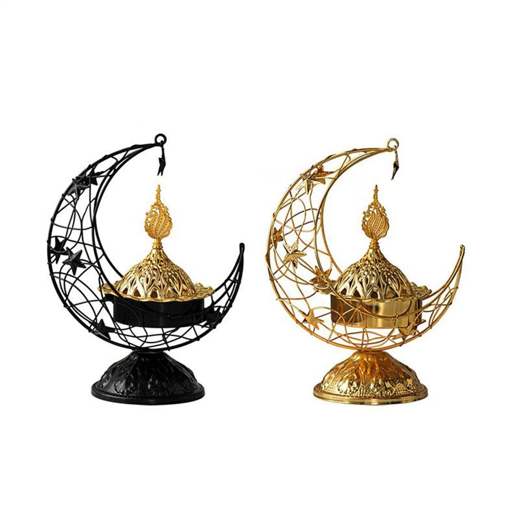 Arabic Incense Burner Holder Handheld Crescent Meditation Metal Decor Incense Cone Burner Ornaments Eid's Day Decoration