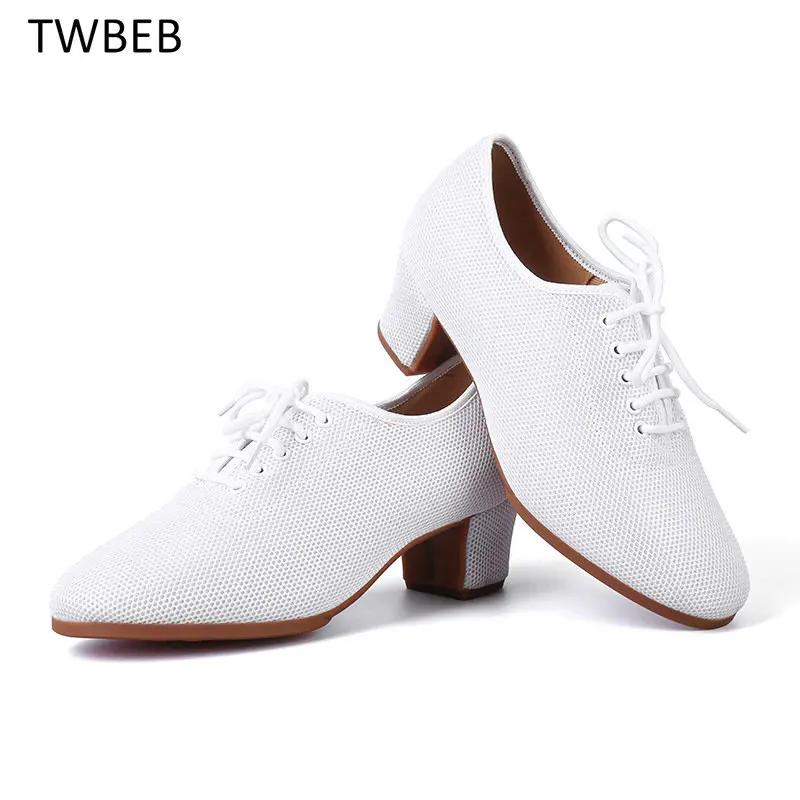 Latin Dance Shoes for Women Social Dance Teacher Shoes Square Sailor Modern Mesh Surface Breathability Sneakers Fashion