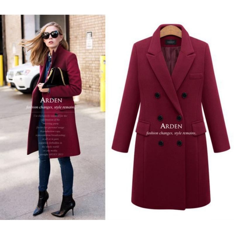 

Осенне-зимнее шерстяное женское пальто средней длины большого размера, двубортное шерстяное пальто 4XL