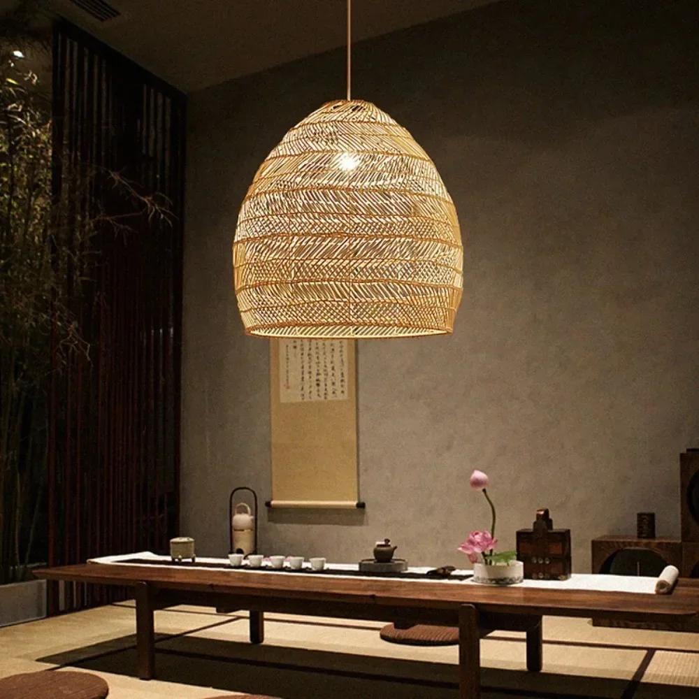 Rattan Lampshade Hanging Orattan Decoration Garden Decorative Light with Rattan Lantern Natural Bamboo Wicker Lampshade Lamp